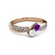 3 - Nicia Amethyst and White Sapphire with Side Diamonds Bypass Ring 