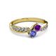 3 - Nicia Amethyst and Tanzanite with Side Diamonds Bypass Ring 