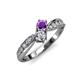 4 - Nicia Amethyst and Diamond with Side Diamonds Bypass Ring 