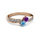 3 - Nicia Amethyst and Blue Topaz with Side Diamonds Bypass Ring 