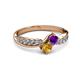 3 - Nicia Amethyst and Citrine with Side Diamonds Bypass Ring 