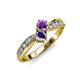 4 - Nicia Amethyst and Iolite with Side Diamonds Bypass Ring 