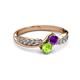 3 - Nicia Amethyst and Peridot with Side Diamonds Bypass Ring 