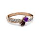 3 - Nicia Amethyst and Red Garnet with Side Diamonds Bypass Ring 