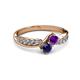 3 - Nicia Amethyst and Blue Sapphire with Side Diamonds Bypass Ring 