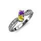 4 - Nicia Amethyst and Yellow Sapphire with Side Diamonds Bypass Ring 