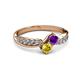 3 - Nicia Amethyst and Yellow Sapphire with Side Diamonds Bypass Ring 