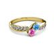 3 - Nicia Blue Topaz and Pink Sapphire with Side Diamonds Bypass Ring 