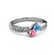 3 - Nicia Blue Topaz and Pink Tourmaline with Side Diamonds Bypass Ring 