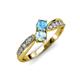 4 - Nicia Blue Topaz and Aquamarine with Side Diamonds Bypass Ring 