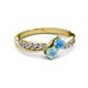 3 - Nicia Blue Topaz and Aquamarine with Side Diamonds Bypass Ring 