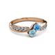 3 - Nicia Blue Topaz and Aquamarine with Side Diamonds Bypass Ring 