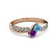3 - Nicia Blue Topaz and Amethyst with Side Diamonds Bypass Ring 