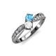 4 - Nicia Blue Topaz and White Sapphire with Side Diamonds Bypass Ring 