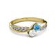 3 - Nicia Blue Topaz and White Sapphire with Side Diamonds Bypass Ring 