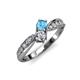 4 - Nicia Blue Topaz and Diamond with Side Diamonds Bypass Ring 