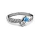 3 - Nicia Blue Topaz and Diamond with Side Diamonds Bypass Ring 