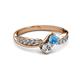 3 - Nicia Blue Topaz and Diamond with Side Diamonds Bypass Ring 