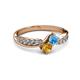 3 - Nicia Blue Topaz and Citrine with Side Diamonds Bypass Ring 