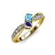 4 - Nicia Blue Topaz and Iolite with Side Diamonds Bypass Ring 