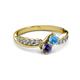 3 - Nicia Blue Topaz and Iolite with Side Diamonds Bypass Ring 