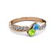 3 - Nicia Blue Topaz and Peridot with Side Diamonds Bypass Ring 