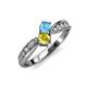 4 - Nicia Blue Topaz and Yellow Sapphire with Side Diamonds Bypass Ring 