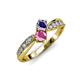 4 - Nicia Iolite and Pink Sapphire with Side Diamonds Bypass Ring 