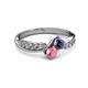 3 - Nicia Iolite and Pink Tourmaline with Side Diamonds Bypass Ring 