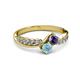 3 - Nicia Iolite and Aquamarine with Side Diamonds Bypass Ring 