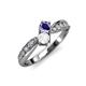 4 - Nicia Iolite and White Sapphire with Side Diamonds Bypass Ring 