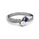 3 - Nicia Iolite and White Sapphire with Side Diamonds Bypass Ring 