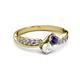 3 - Nicia Iolite and White Sapphire with Side Diamonds Bypass Ring 