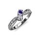 4 - Nicia Iolite and Diamond with Side Diamonds Bypass Ring 