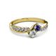 3 - Nicia Iolite and Diamond with Side Diamonds Bypass Ring 