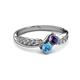 3 - Nicia Iolite and Blue Topaz with Side Diamonds Bypass Ring 