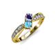 4 - Nicia Iolite and Blue Topaz with Side Diamonds Bypass Ring 