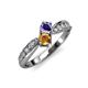 4 - Nicia Iolite and Citrine with Side Diamonds Bypass Ring 