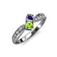 4 - Nicia Iolite and Peridot with Side Diamonds Bypass Ring 