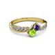 3 - Nicia Iolite and Peridot with Side Diamonds Bypass Ring 