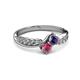 3 - Nicia Iolite and Rhodolite Garnet with Side Diamonds Bypass Ring 