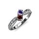 4 - Nicia Iolite and Red Garnet with Side Diamonds Bypass Ring 