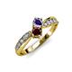 4 - Nicia Iolite and Red Garnet with Side Diamonds Bypass Ring 