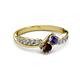 3 - Nicia Iolite and Red Garnet with Side Diamonds Bypass Ring 