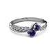 3 - Nicia Iolite and Blue Sapphire with Side Diamonds Bypass Ring 