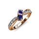 4 - Nicia Iolite and Blue Sapphire with Side Diamonds Bypass Ring 