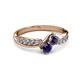 3 - Nicia Iolite and Blue Sapphire with Side Diamonds Bypass Ring 