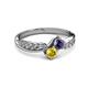 3 - Nicia Iolite and Yellow Sapphire with Side Diamonds Bypass Ring 