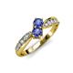 4 - Nicia Iolite with Side Diamonds Bypass Ring 
