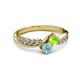 3 - Nicia Peridot and Aquamarine with Side Diamonds Bypass Ring 